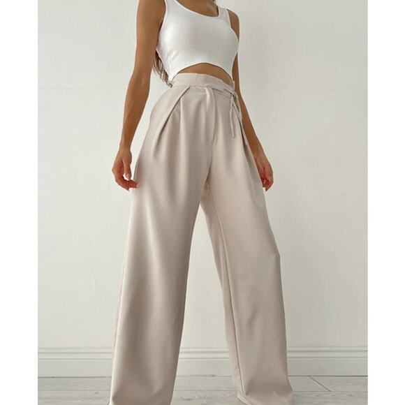Palazzo Tied Wide Leg Dress Pants | Size Small - Picture 3 of 5